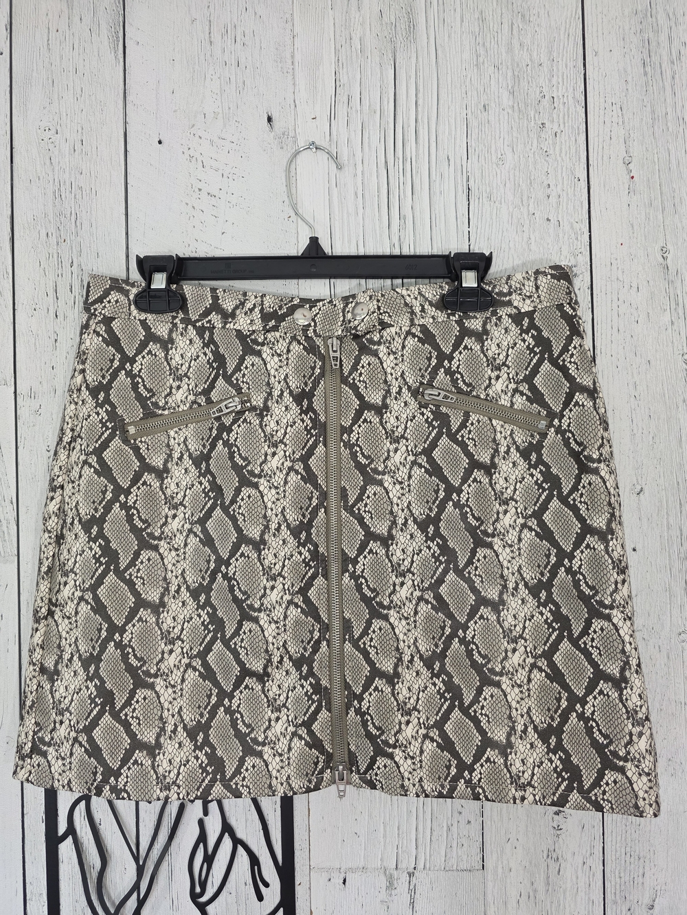 BLANKNYC Snake Print Faux Leather Mini Skirt Size 30 Two-Way Zip Going Out